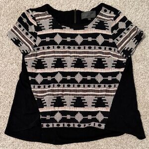 Anthropologie Sunday in Brooklyn Black and Cream Geometric Top - Anthropologie